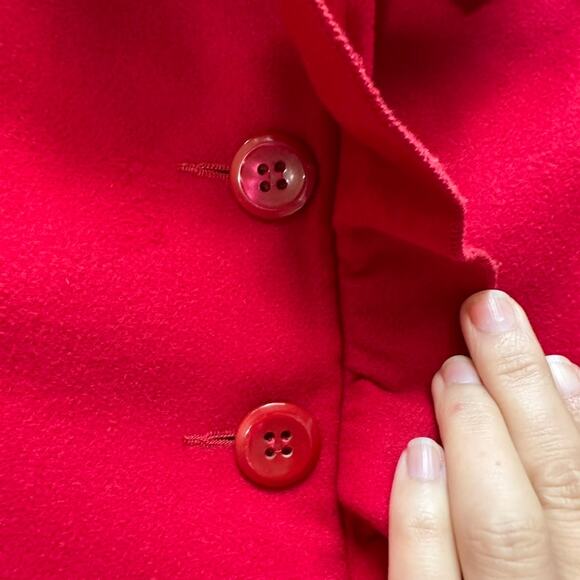 United Colors Benetton Class Girls Red Ruffle Soft Brushed Dress Coat 4 - Picture 5 of 9